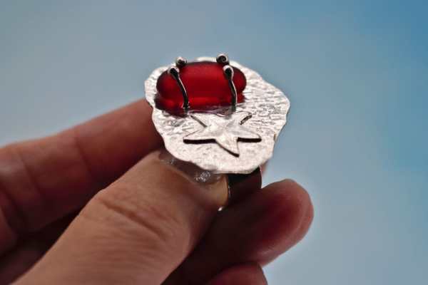 red sea glass ring