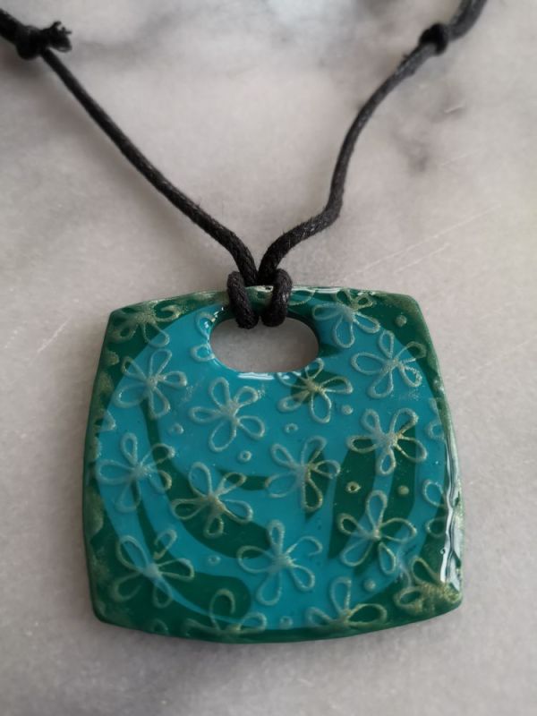 green polymer clay pendant
