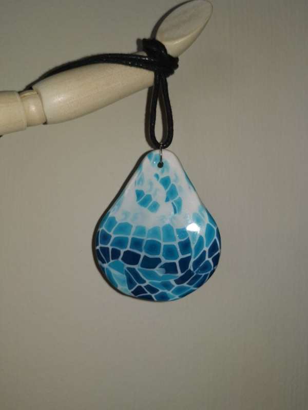 blue polymer clay necklace